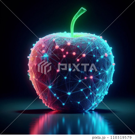 Futuristic glowing neon apple fruit 110319579
