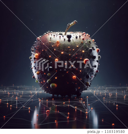 Futuristic glowing neon apple fruit 110319580
