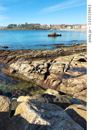 Panoramic view of Sanxenxo in summer, famous touristic destination in Galicia, Spain. Panoramic view of Sanxenxo in summer, famous touristic destination in Galicia, Spain. 110319663