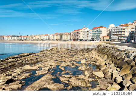Panoramic view of Sanxenxo in summer, famous touristic destination in Galicia, Spain.  110319664