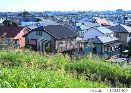 荒川土手から住宅の眺め 夏の田園風景 さいたま市 荒川土手から住宅の眺め 夏の田園風景 さいたま市 110321300