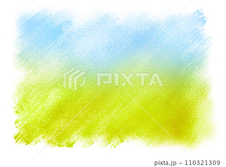 手描きパステルで描いた、空と緑のグラデーション 110321309