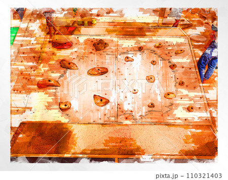 スケッチ風 ボルダリング ボルダリングウォール 壁 木製 ホールド クライミングジム ボルダリングジ 110321403