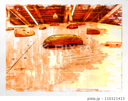 スケッチ風 ボルダリング ボルダリングウォール 壁 木製 ホールド クライミングジム ボルダリングジ 110321413