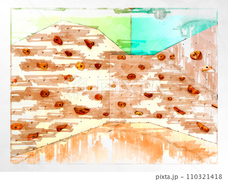 スケッチ風 ボルダリング ボルダリングウォール 壁 木製 ホールド クライミングジム ボルダリングジ 110321418