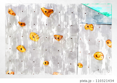 スケッチ風 ボルダリング ボルダリングウォール 壁 木製 ホールド クライミングジム ボルダリングジ 110321434