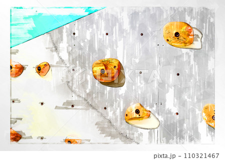 スケッチ風 ボルダリング ボルダリングウォール 壁 木製 ホールド クライミングジム ボルダリングジ 110321467