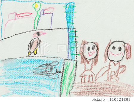 子どもが描いた水族館の絵 110321895