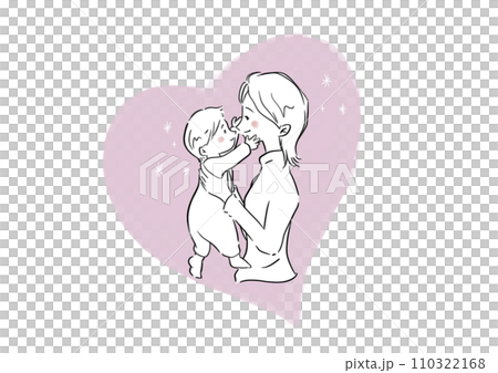 Watercolor illustration of a woman holding a baby and a heart Watercolor illustration of a woman holding a baby and a heart 110322168