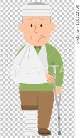 Senior man on crutches with serious injury 2 110322330