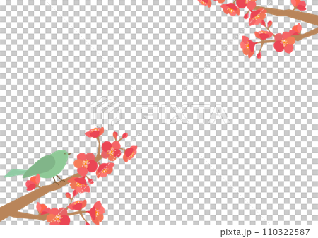 梅とうぐいすのシンプルな背景素材 梅とうぐいすのシンプルな背景素材 110322587