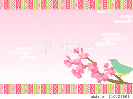 桜とうぐいすのかわいい背景素材 110322601