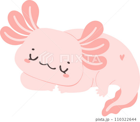 Cute baby Axolotl Mexican walking fish in pink 110322644