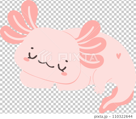 Cute baby Axolotl Mexican walking fish in pink 110322644
