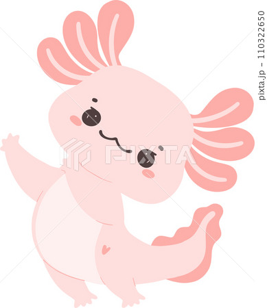 Cute baby Axolotl Mexican walking fish in pink 110322650