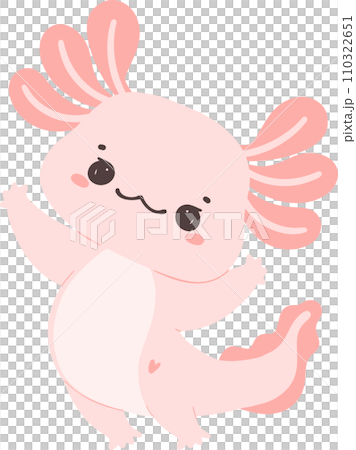 Cute baby Axolotl Mexican walking fish in pink 110322651