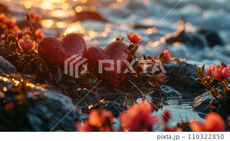 Heart shape with with beautiful Valentine's decoration background Heart shape with with beautiful Valentine's decoration background 110322850