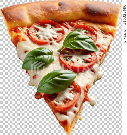 Margherita pizza with a slice of melted cheese 110323690