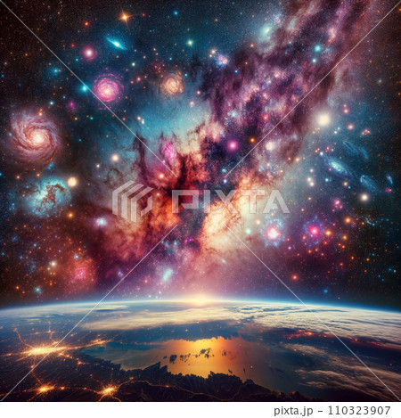 宇宙から見上げた星空 宇宙から見上げた星空 110323907