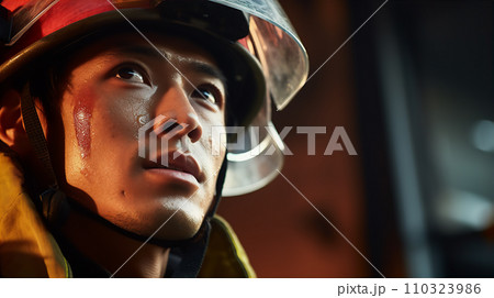消防士・自衛隊・レスキュー隊員のアジア人男性 110323986