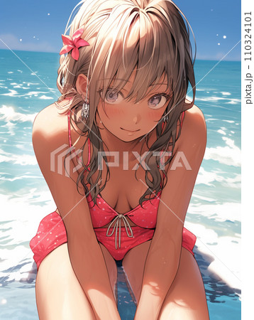 日焼けした水着の女の子 110324101