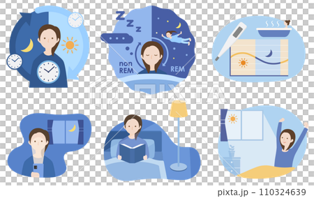 與睡眠環境和睡眠機制相關的插圖集 110324639