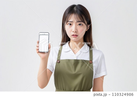スマートフォンを操作しながら激怒している（怒っている）日本人美女 AI Generated 110324986