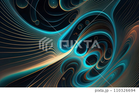 Particles of light in blue wave curves  110326694