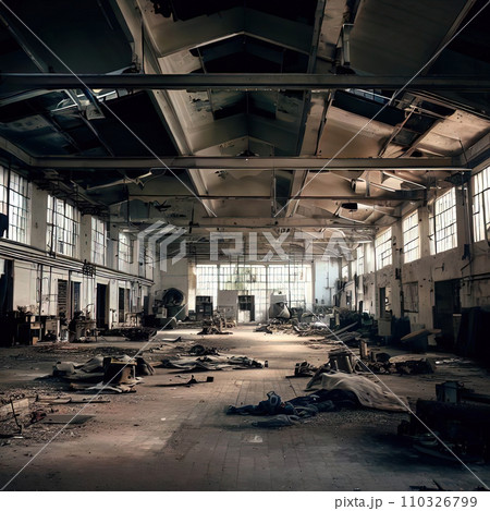 Interior of an abandoned textile factory Interior of an abandoned textile factory 110326799