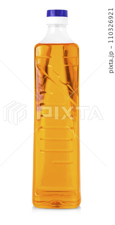 Oil in plastic bottle isolated on white background 110326921