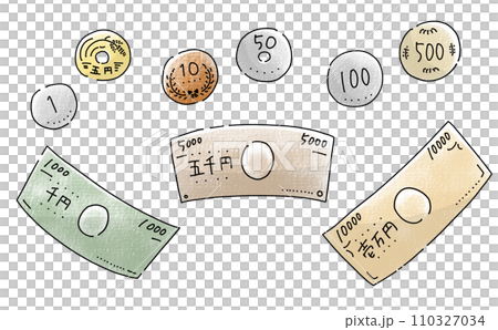 ゆるめシンプルお金セット カラー アナログ風 ゆるめシンプルお金セット カラー アナログ風 110327034
