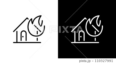 家が燃えている火事アイコン 110327991