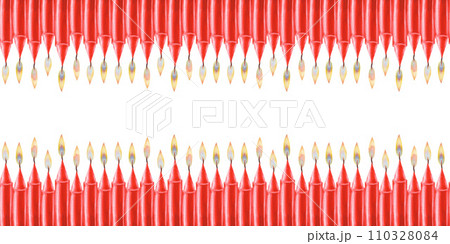 Watercolor horizontal seamless border with red candles with flame as a teemplate for illustrations for Christmas, Candlemas, wedding, birthday, Easter, magic, memorial day, spa, relaxation, memorial Watercolor horizontal seamless border with red candles with flame as a teemplate for illustrations for Christmas, Candlemas, wedding, birthday, Easter, magic, memorial day, spa, relaxation, memorial 110328084