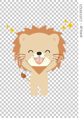 Illustration of a cute lion happily cheering, whole body, white background, vector clip art Illustration of a cute lion happily cheering, whole body, white background, vector clip art 110330325