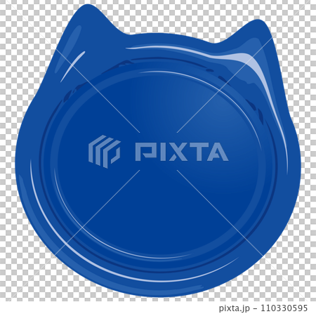 貓形封印蠟徽藍色無文字向量圖 110330595