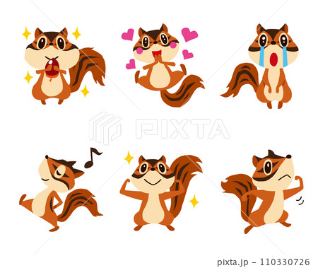 手描きのかわいいシマリスキャラクターセット2 (ワクワク、号泣、ガッツポーズ他) 手描きのかわいいシマリスキャラクターセット2 (ワクワク、号泣、ガッツポーズ他) 110330726