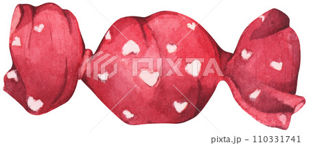 Watercolor painting of Candy in wrapper. Watercolor painting of Candy in wrapper. 110331741