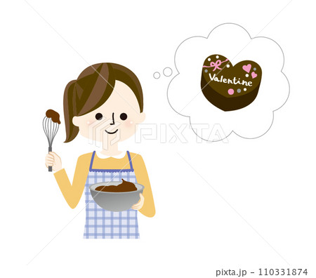 チョコレートを作る女性の絵 110331874