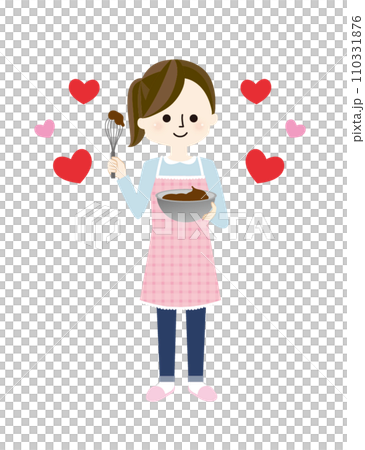 手作りお菓子を作るお母さんのイラスト 110331876