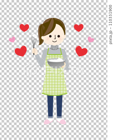 お菓子を手作りする女性のイラスト 110331900