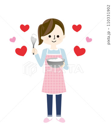手作りのお菓子を作る女性のイラスト 110331902