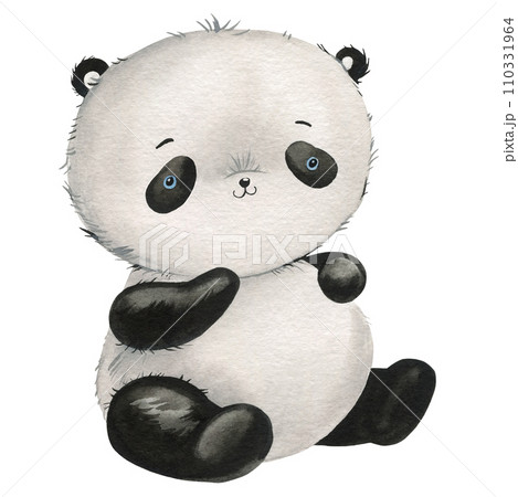 Panda watercolor drawing illustrations, cute Panda bear on an isolated background. Watercolor baby Animal Panda watercolor drawing illustrations, cute Panda bear on an isolated background. Watercolor baby Animal 110331964