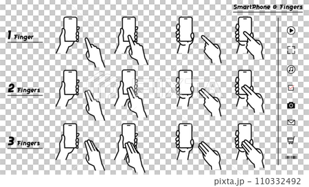 Smartphone operation illustration set Smartphone operation illustration set 110332492