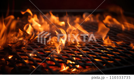 Empty flaming grill grates Empty flaming grill grates 110333735
