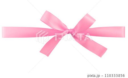 Pink ribbon with bow isolated on white background 110333856