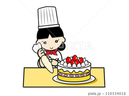 ケーキ作りをする女の子 110334018