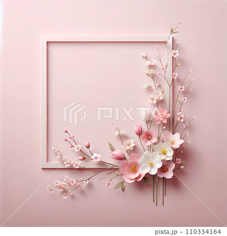 淡いピンクの背景に春の花をシンプルに添えて 淡いピンクの背景に春の花をシンプルに添えて 110334164
