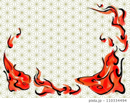 和風の文様（麻の葉の文様） 110334494