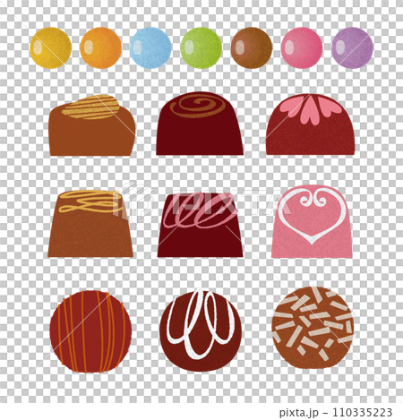 Chocolate set_Bite of chocolate_Chocolate truffle_7 colors of marble chocolate 110335223