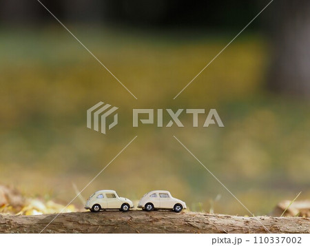 ミニカーのある風景 秋色が背景のスバル360 ミニカーのある風景 秋色が背景のスバル360 110337002